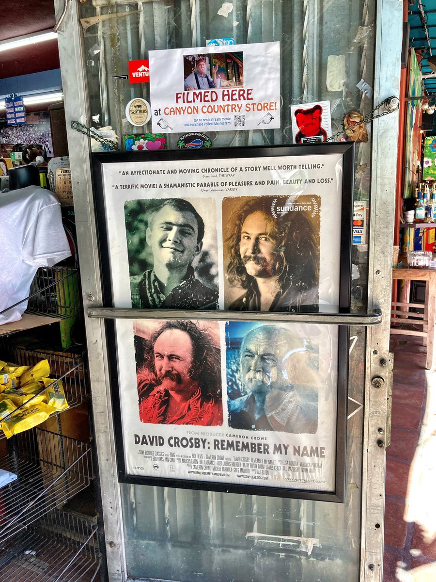 GeorgesLangRTL's tweet photo. Sur la porte du #CountryStore au bas de #LaurelCanyon l’affiche du film-docu produit par #CameronCrow "DavidCroby : Remember My Name"
➡️ https://t.co/XbcIbpjfEC via @YouTube https://t.co/1SxFSNWnac