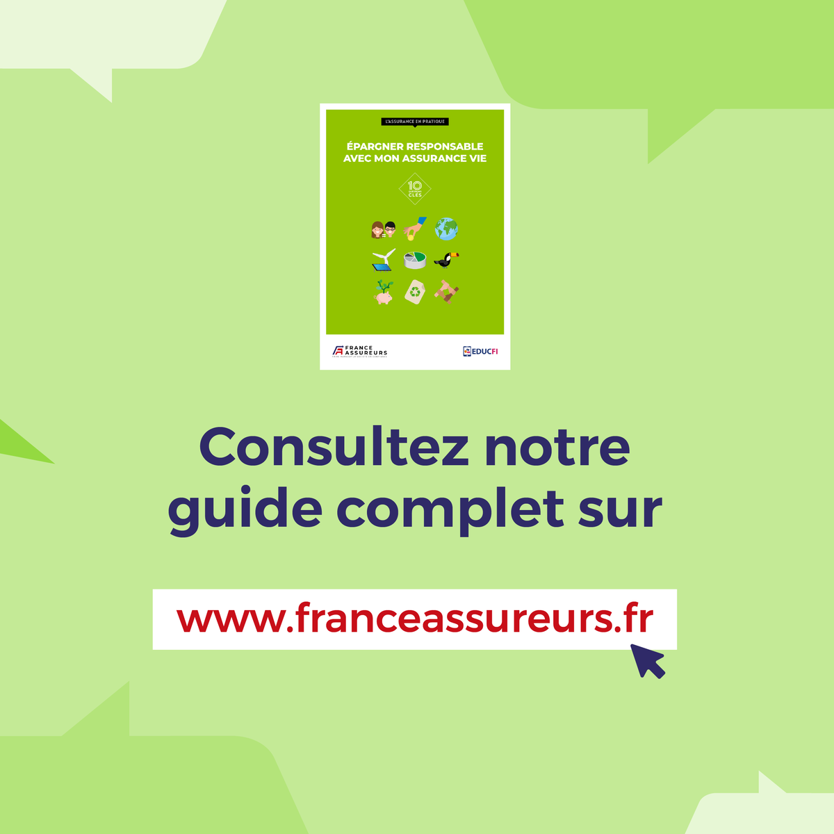 FranceAssureurs's tweet photo. 🌱#ÉpargnerResponsable👉Pour en savoir plus, rendez-vous sur le site de votre assureur !
💶 C'est la semaine de la #FinanceResponsable !
👊 L'objectif ? Donner des clefs pour épargner de manière responsable avec son #AssuranceVie.
📖 https://t.co/hTxfzM5Gmz https://t.co/UhbXIo3k3s