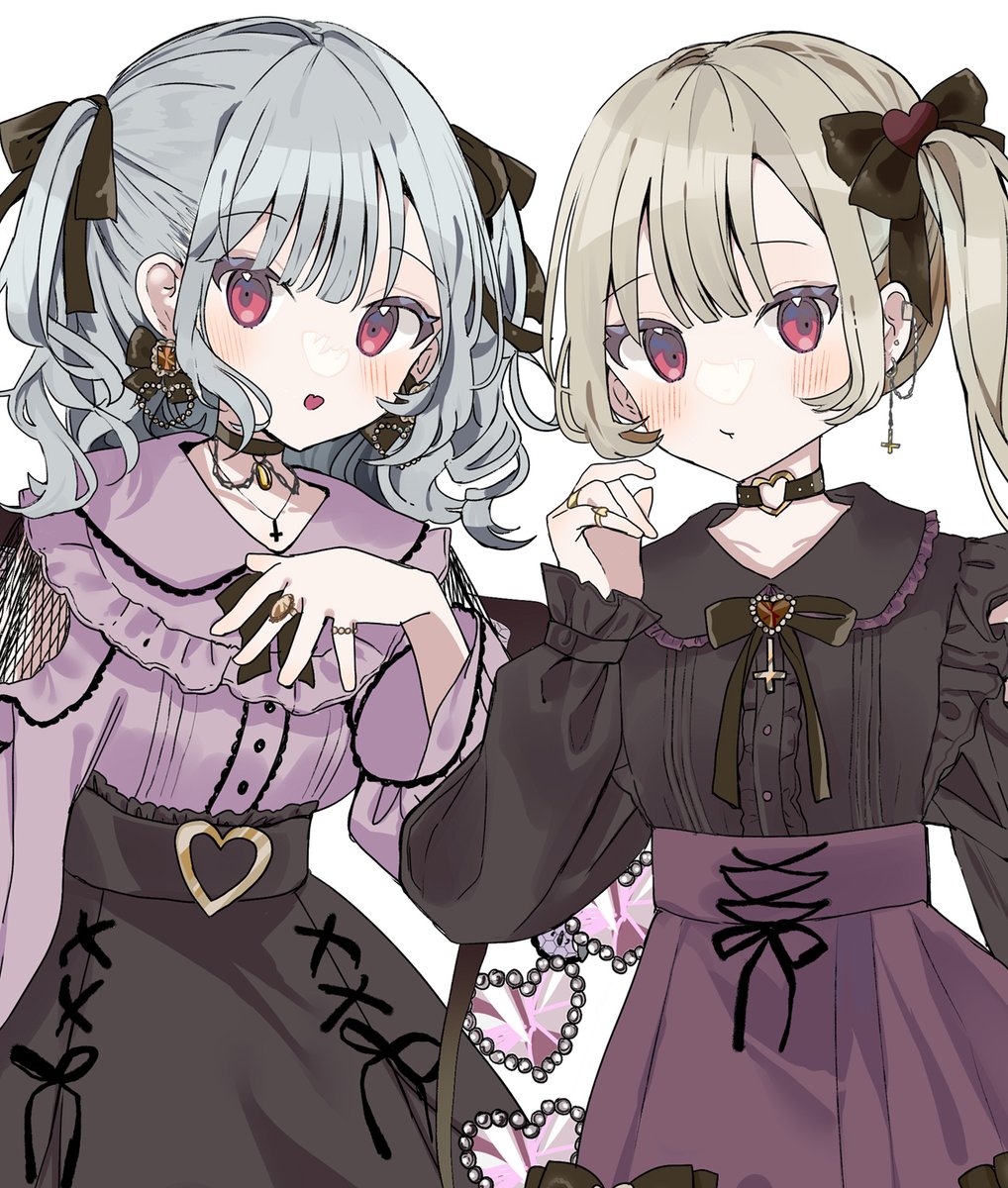 multiple girls 2girls jirai kei skirt siblings heart sisters  illustration images