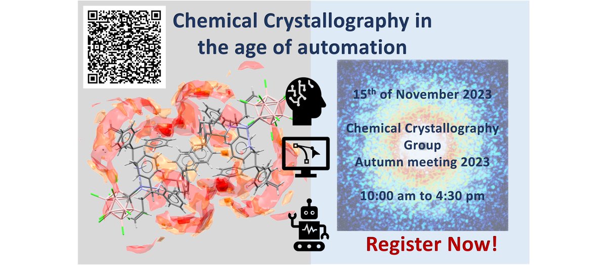 Morning everyone, I just wanted to update everyone on the <a href="/britcryst/">BCA</a> <a href="/bcaccg/">Chem Cryst (BCA)</a> autumn meeting - registration is now live - full details here: bit.ly/CCGAutumn2023 and you can also scan the QR code in the graphic 
please RT and share 😀and feel free to ask any questions