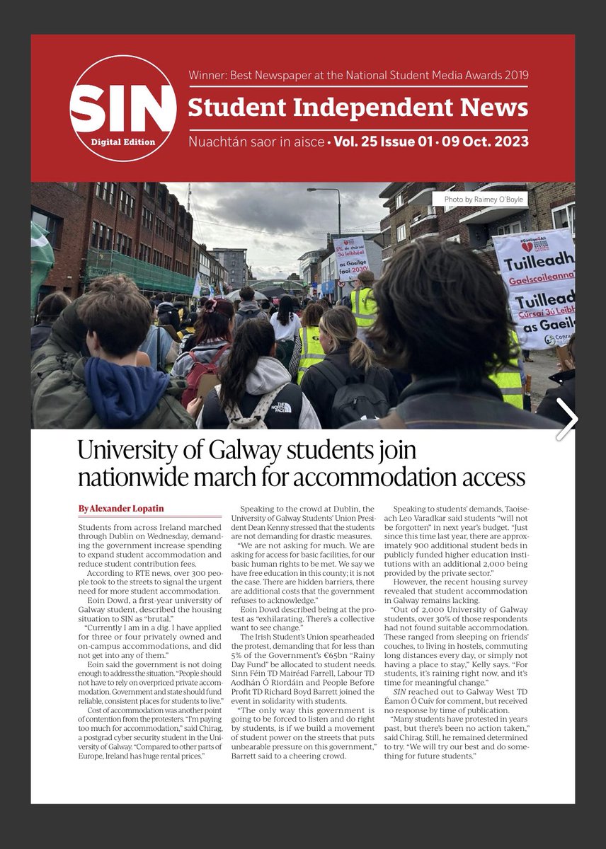 Hot off the presses issue 1 of @sin_newsug is out today 🥳

📰 Read it here 
issuu.com/nuigsu/docs/20…

#DoChomhaltas #UniversityofGalway #GalwayNews