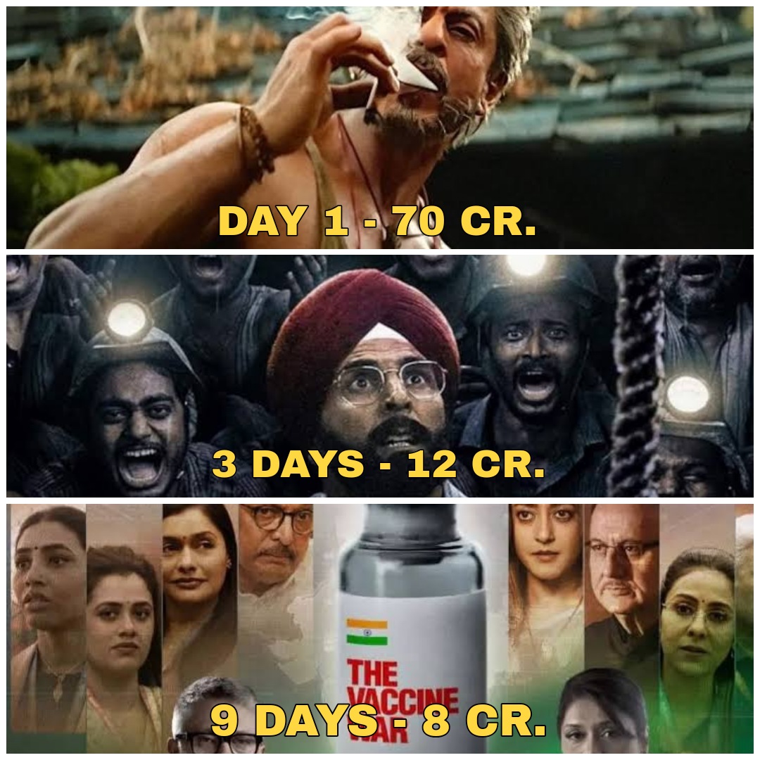 jagdeep8812's tweet photo. #MissionRaniganj aur #TheVaccineWar jaisi acchi movies dekhenge nahi bas #jawan jaisi masala movies dekhenge aur phir social media pe aake gyaan denge ki #Bollywood mein acchi movies banti nahi..hypocrisy level 💯💯 https://t.co/5MCueRGyXv