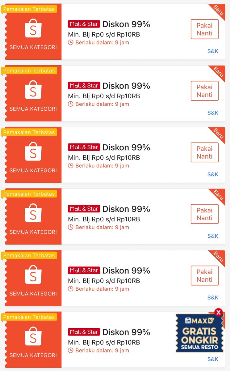 discountfess's tweet photo. Diskon 99% s/d 10RB
Voucher berlaku mulai tanggal 10 Okt pkl 00:00 WIB

1010ADE901
1010AKU307
1010ARY248
1010BAH001
1010BEL324
1010DEL370
1010NAZ175
1010MAR455
1010YUU274
1010FEB429
1010TET021
1010HMD245
1010CLA423
1010AMA818
1010CHI646
1010TAR950
1010HAS065
1010DES208
1010CME708
1010KIR488
1010PUT096
1010PUT022
1010REG576
1010BYH088
1010RIE574
1010ELI354
1010ZAK068
1010IRY795
1010ZIT000
1010KAR363
1010FHA857
1010SWU411
1010THE648
1010CHA652
1010SIN351
1010KEZ338
1010FAZ267
1010SHE583
1010VIA356
1010PAM929
1010IND410
1010KIR488
1010IKA100
1010OUT823
1010ZIT000
1010ZET437
1010ULW758
1010EST829
1010RAY566
1010KAR363
1010BOB654

Input di 
https://t.co/xRbcOGzsAk
