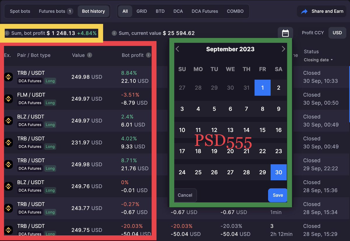 We are publishing our recent bot testing result in the crypto market.

The 🟡 line shows our total profit of 1248 USD
The 🔴 line shows our total pairs have been traded
The 🟢 line shows our full-time 30 days

#crypto
#cryptobot
#futures
#automatetrade
#PHEMEX
#BINANCE
#OKX