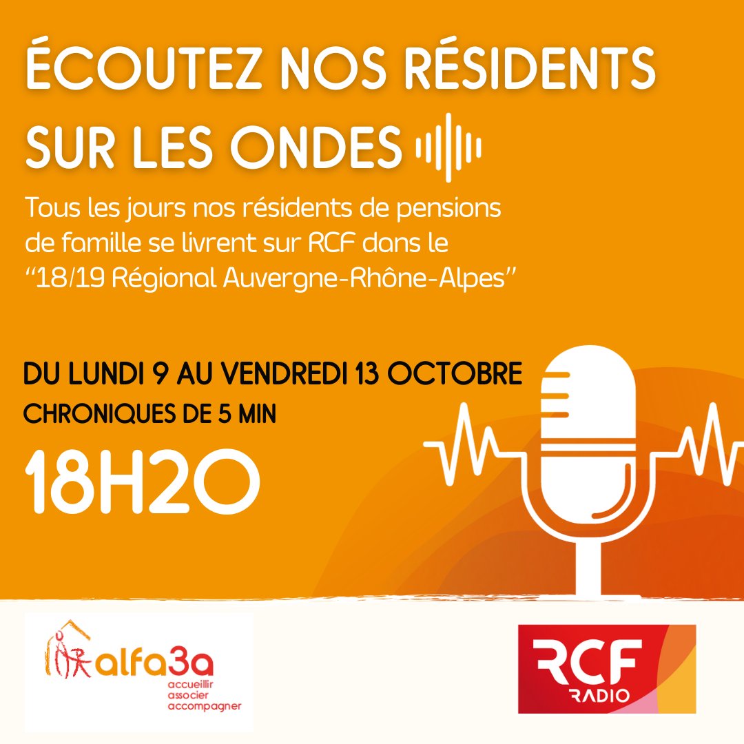 Cette semaine, allumez votre radio à 18h20 sur la fréquence de <a href="/radiorcf/">RCF</a>  “Auvergne-Rhône-Alpes” pour découvrir des témoignages inédits. Du lundi au vendredi, chroniques de 5 min dédiées à 5 de nos résidents des pensions de famille.
A retrouver en replay: urlz.fr/nWjR