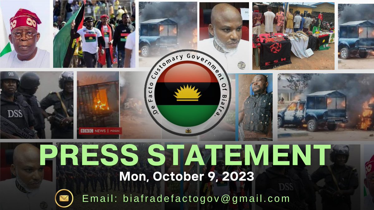 meforboy's tweet photo. PRESS STATEMENT
For Immediate Release

Mon, October 9, 2023

BDFCG Charges IPOB to Apologize to Victims of Their Nefarious Policies and Take Responsibility

https://t.co/4Xjtzpnz9T

#BDFCG #DFCGB #IBNM #IgboBiafra #Biafra #Igbo #BHFR #BiafraAdvocates #BHRA
@IGBOBIANATION https://t.co/xO1GeDNboW