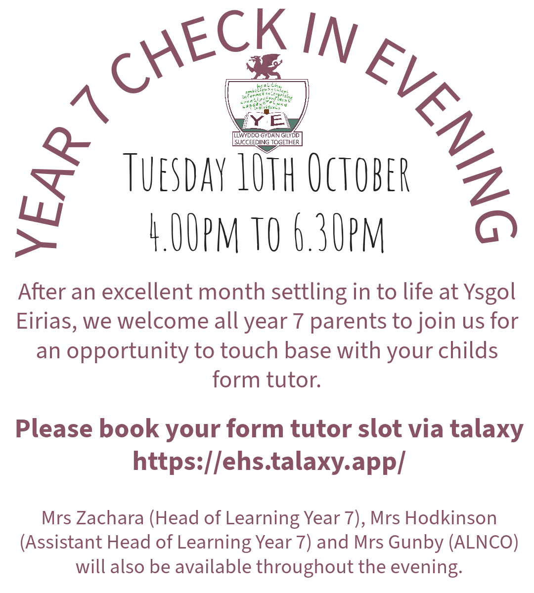 Eirias's tweet image. Year 7 check in for parents and guardians of pupils who are new to Ysgol Eirias.  See how things are going after the first month of secondary school. #transitionprogram #primarytosecondary #succeedingtogether