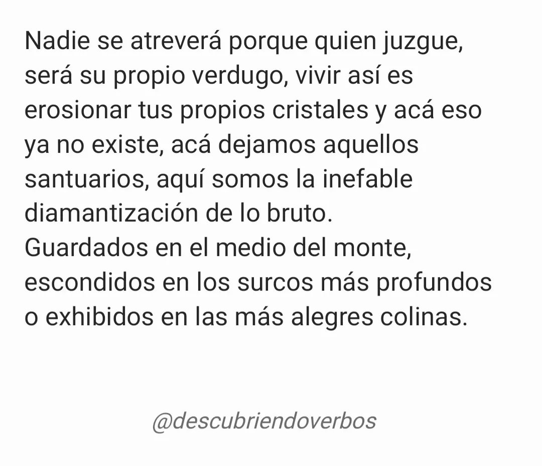 UliisesCastillo's tweet photo. ¿Quién juzgará la brutalidad del diamante?

Si por bruto corren todas las cosas
Y sofisticadas son las herramientas de control.

 Corre a un futuro más óptimo, donde la superficie sea lo llano de la mente
ante el cáncer del reloj. https://t.co/b6hAUk5MPM