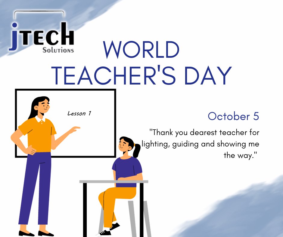 J_Techsolution's tweet photo. في اليوم العالمي للمعلم تتوجه شركة جي تكنولوجي بكل الشكر والتقدير للمعلمين على جهودهم في تربية الأجيال 
#يوم_المعلم_العالمي #يوم_المعلم
#teachersrock #teachers #thankyouteacher https://t.co/2zcC9Lbwgz