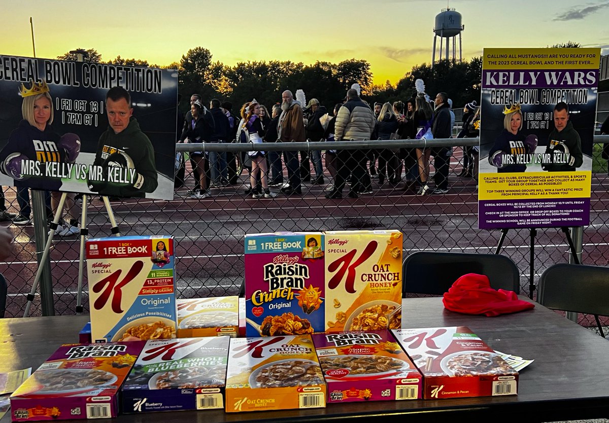 mary luckritz (@mluckritz) on Twitter photo Cereal Box Drive!
<a href="/RMHSMUSTANGS/">Rolling Meadows HS</a> v Elk Grove HS
<a href="/RMHSKelly/">Megan Brickman Kelly</a> v @EGPrinciPaul
Bring cereal boxes for Elk Grove Food Pantry & winning school announced at football game at Elk Grove this Friday! <a href="/RMHSInteract/">RMHS ROTARY INTERACT CLUB</a> & <a href="/NEW_RMHS_NHS23/">Rolling Meadows High School NHS</a> sponsoring great cause!!! <a href="/District214/">District 214</a> @RMHSMustangsAD Cereal Box Drive!
<a href="/RMHSMUSTANGS/">Rolling Meadows HS</a> v Elk Grove HS
<a href="/RMHSKelly/">Megan Brickman Kelly</a> v @EGPrinciPaul
Bring cereal boxes for Elk Grove Food Pantry & winning school announced at football game at Elk Grove this Friday! <a href="/RMHSInteract/">RMHS ROTARY INTERACT CLUB</a> & <a href="/NEW_RMHS_NHS23/">Rolling Meadows High School NHS</a> sponsoring great cause!!! <a href="/District214/">District 214</a> @RMHSMustangsAD