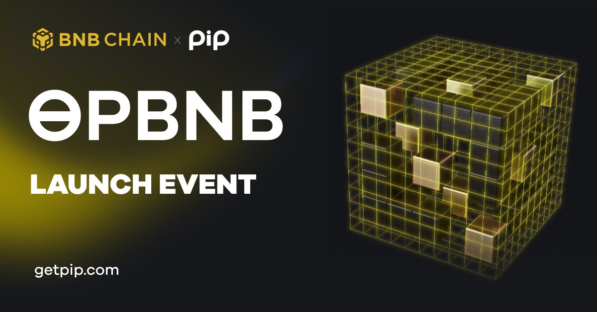 Get ready for an epic giveaway round🎉 

To celebrate our latest network integration #opBNB - @bnbchain
We're giving away $200 #BNB + $200 $PIP to 10 lucky winners! 🎁🚀

✅ How to Enter: 
1⃣ Follow <a href="/getpipcom/">pip💧</a> 
2⃣ Like, RT, and Tag 3 friends 
3⃣ Comment #opBNB #GetPIP