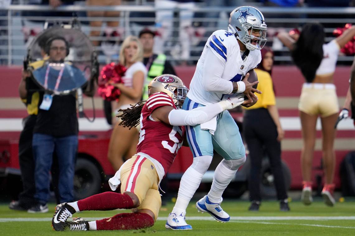 DanBehringer221's tweet image. Recapping the Beatdown by the Bay: 49ers 42, Cowboys 10. (Warning, statistics may be alarming to sensitive fans.)
49ers covers money line, point spread, first-half line, second-half line, teaser line, almost single-handedly send the total over 45. @AP #DALvsSF #SNF #sportsbet