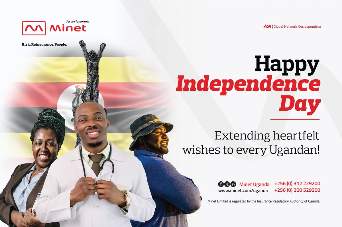 minetuganda's tweet photo. Happy Independence Day! 🎉  

#MinetUG #IndependenceDay #SecureTomorrow #Uganda https://t.co/dnkGFHPbyx