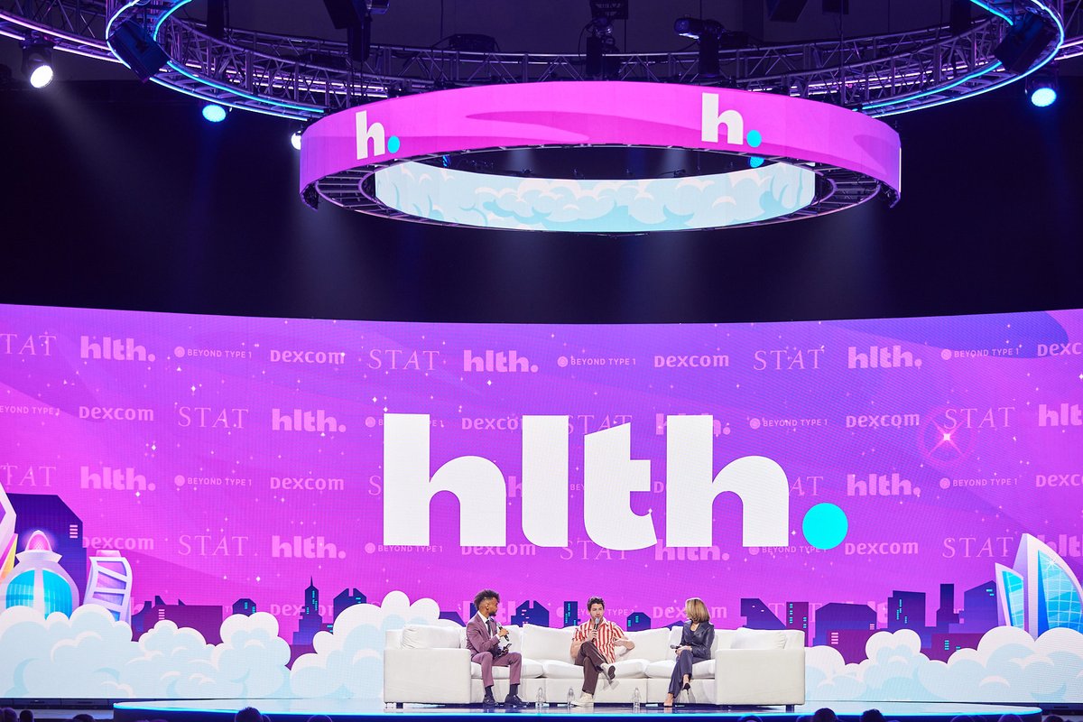 HLTHEVENT's tweet photo. @NickJonas, Global Superstar and Co-Founder of @BeyondType1, opened up our #HLTH2023 main stage this afternoon by sharing his personal experience with Type 1 diabetes.

#healthcare #diabetes #t1dlookslikeme https://t.co/ohi6LGon8h