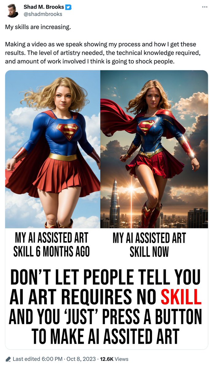 arvalis's tweet image. AI dweebs out here being so deluded that when AI models get updated they believe its actually their skill increasing. 

Also kinda funny how the "better" image isnt even really better, its just a different setting.