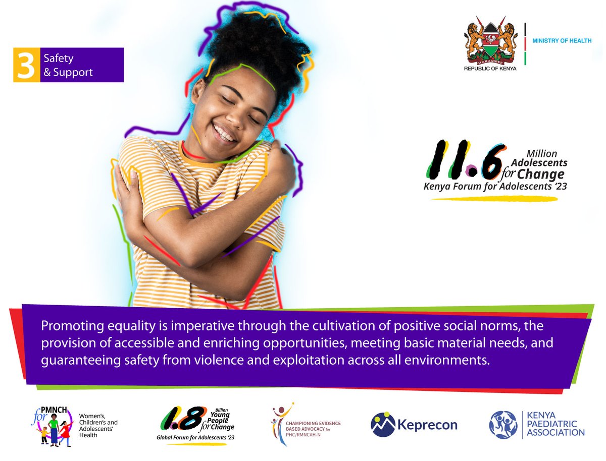 Kenyapaeds's tweet image. Adolescents deserve protection from violence and exploitation and access to safe, stimulating activities. Together, we can create a nurturing environment for our teens. #AfyaYaWatotoWetu #SafetyMatters #1point8forchange #11point6forchange