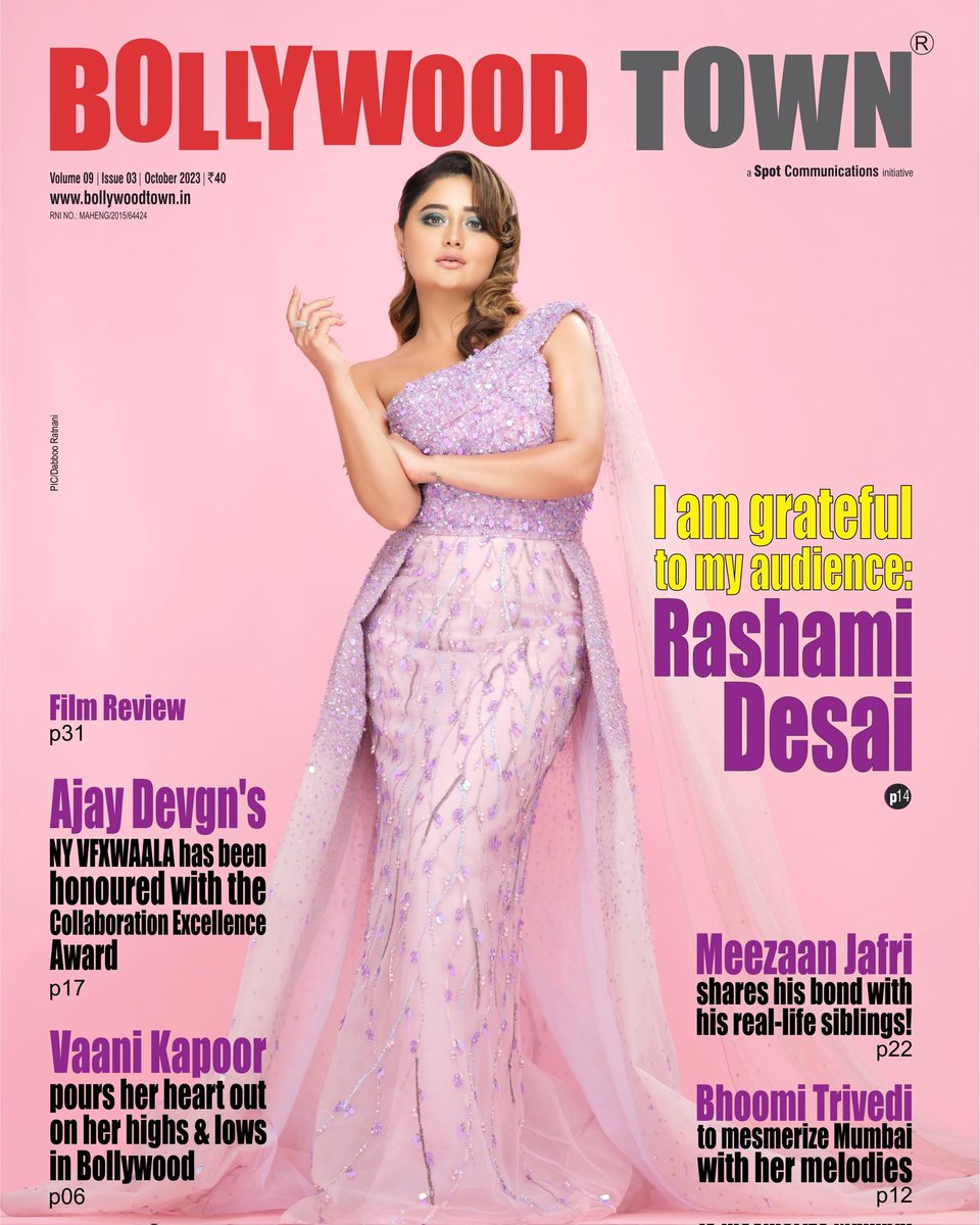 Actress #RashamiDesai graces the cover page of @_bollywoodtown magazine, October-2023 issue.