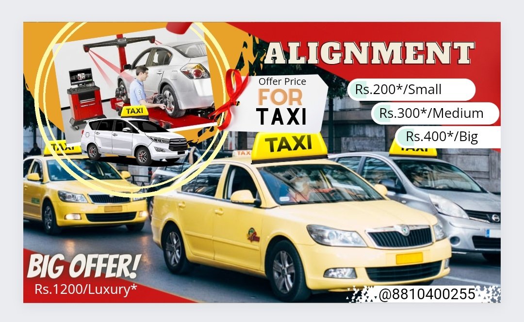 TyresNoida's tweet photo. 🚖Big relief for taxis to get their wheels Completed Care &amp; add customers comfort.
Visit today or Call@8810400255 ,10_7PM.
#Reshamtyre #Taxi #Cab #Alignmentoffer #discounts #TaxiAlignmentnearme #alignmentbalancingnearme 
#Cabalignment #Taxityreoffer #Cabtyre #Cabtyreoffer https://t.co/4moOyPMIaM