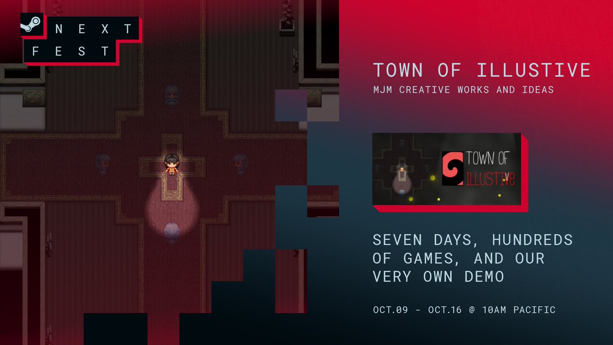 CWAIOfficial's tweet photo. Join us and try the special demo version of town of illustive and all other games, available during #SteamNextFest this October 9 @ 10AM PST.

https://t.co/nrhcR0qiIK

#SteamNextFest #Townofillustive #ProjectFutureHelper https://t.co/grWJptLWjF