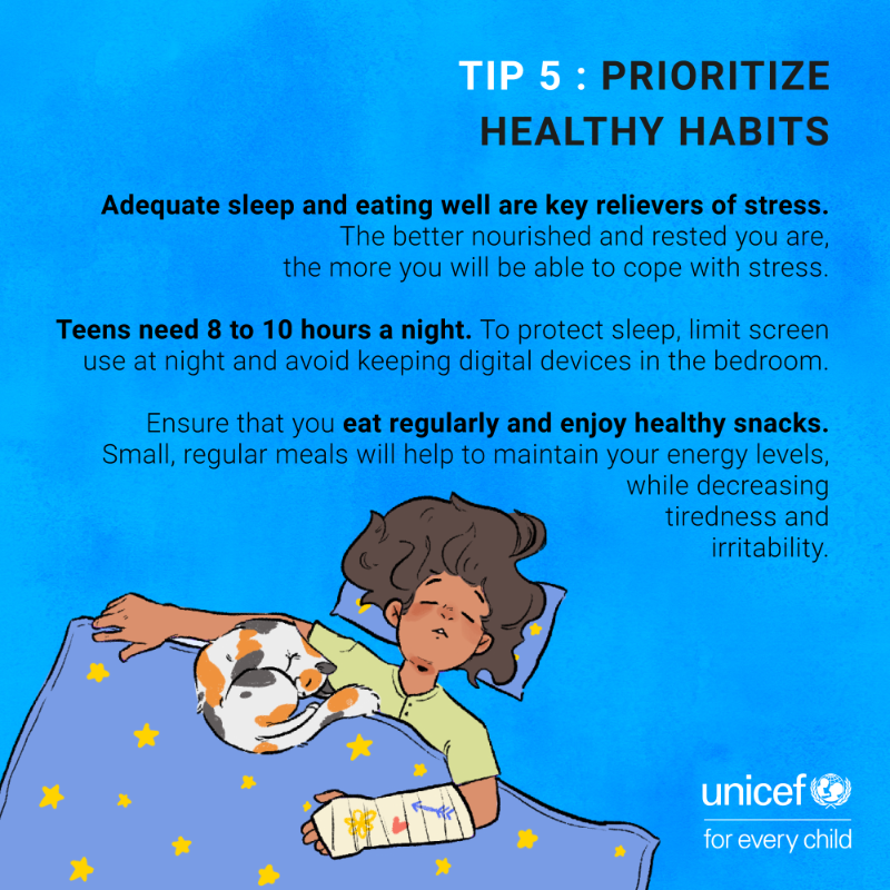 UNICEFIndia's tweet photo. Feeling stressed while navigating the ups and downs of growing up? We got you. Check out these five techniques that can help you feel better.

#OnMyMind

Illustrations by 23-year-old Alex Haekal Abdurrahman from Indonesia.
Developed with the @zfoundation.