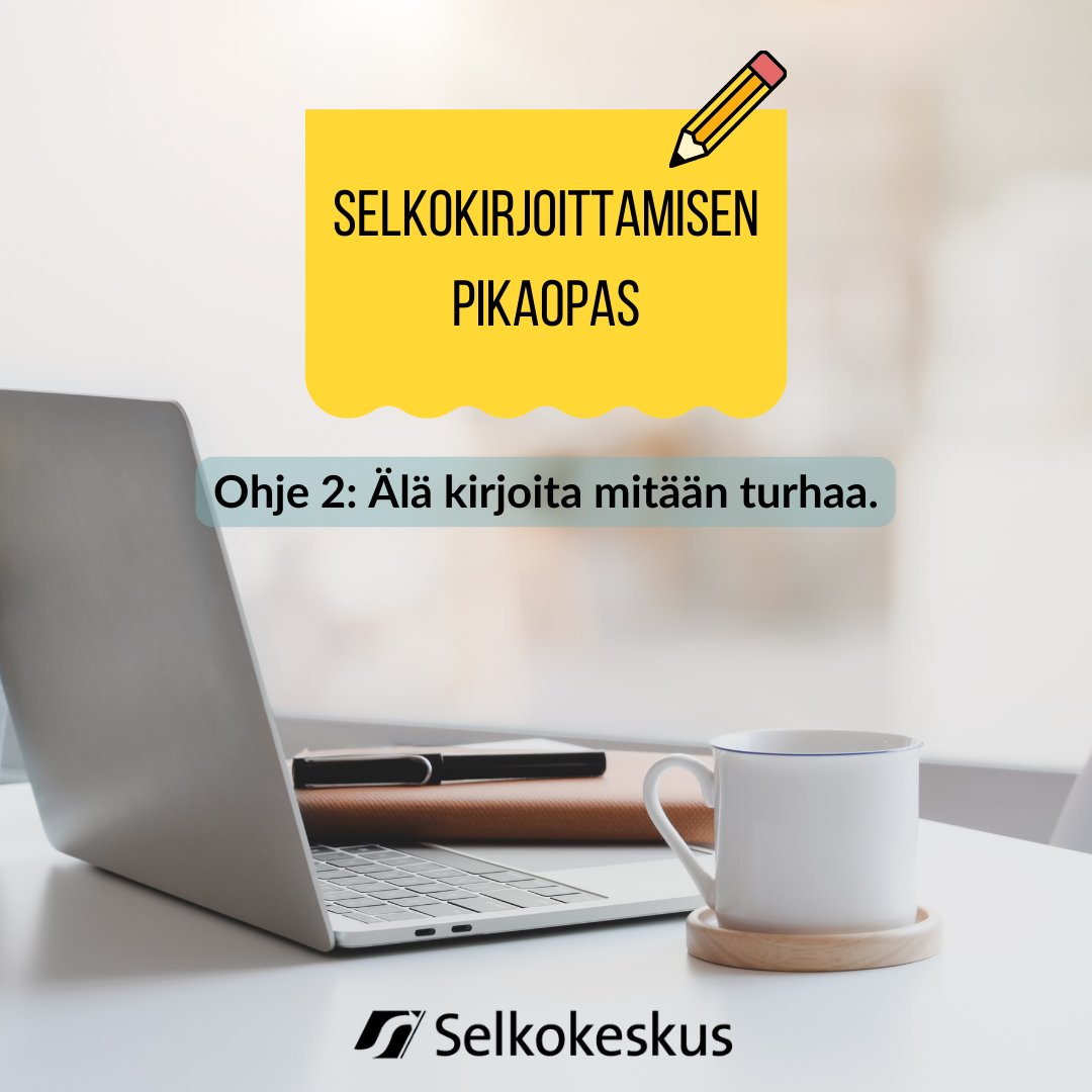 Selkokiältä kirjottamaa rohkeest! 💪 Selkokirjottamisen pikaoppaas on 10 ohjetta, joil pääset alkuu. Myä esitellää nää ohjeet ja annetaa esimerkkei niien käytöst. Ohje kaks murreviikon kunniaks yhen meijän tyäntekijän murteel.
#murreviikko
#SelkokirjoittamisenPikaopas
#selkokieli