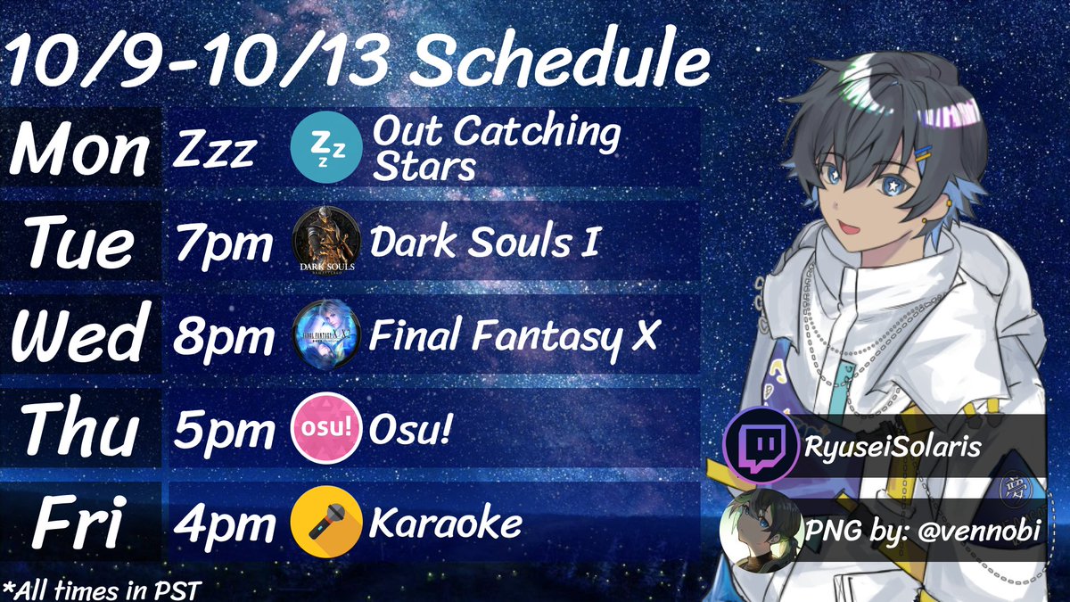 10/9-10/13 Stream Schedule! GOT SOME DIFFERENT GRAPHICS THIS TIME TOO LET'S GO!