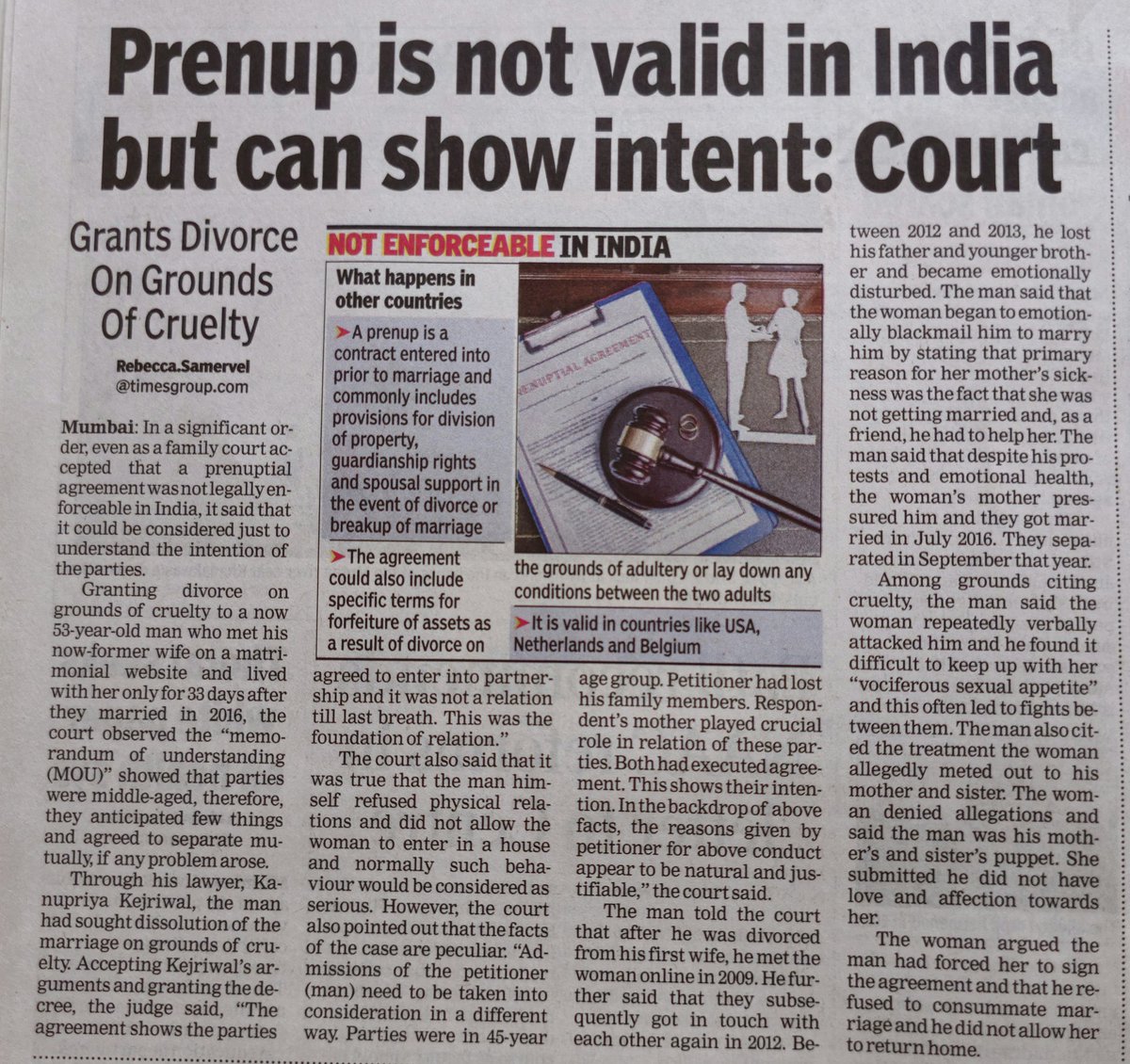 If prenuptial agreements get validity under the Indian contract Act, Hindu Marriage Act to become sacrosanctly redundant. And the legal ecosystem can’t loot the man if prenups are made legal. 

#LegalTerrorism