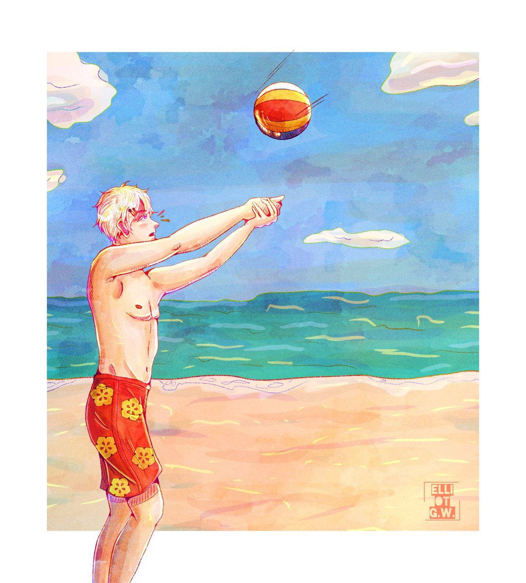 Elliot__GW's tweet photo. 🪸 #Inktober2023 Day 8: Beach episode 
.
No. 33 is spending some quality time with himself 
#art #artwork #originalcharacter #illusrtationartist #digitalart #AnimeArt https://t.co/mL47WdxSgG