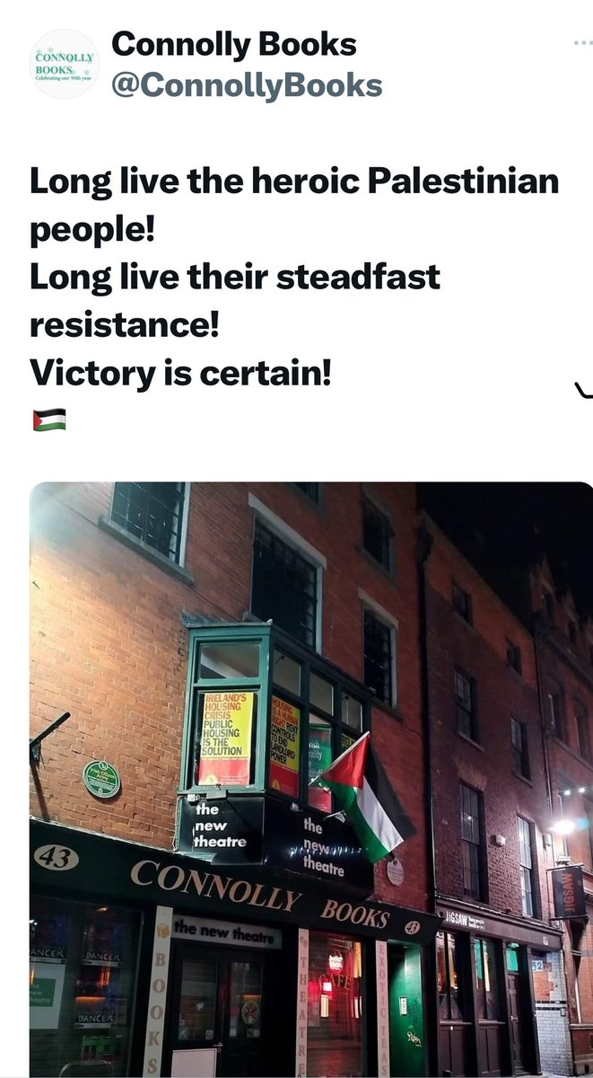 Irishchutzpah's tweet photo. This book shop #ConnollyBooks is in Temple Bar Dublin Ireland They support raping girls kidnapping children and slaughtering families. They support terrorists. Please share this widely and let’s make them infamous. #JewHate #IsraelUnderAttack https://t.co/p3cOpBiedO