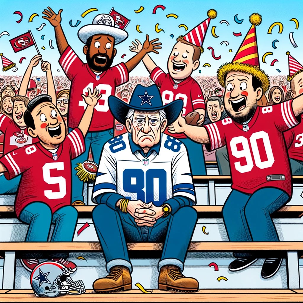 Slicker_vc's tweet image. #DALLE3 take of Sunday night football game tonight with @49ers and @dallascowboys