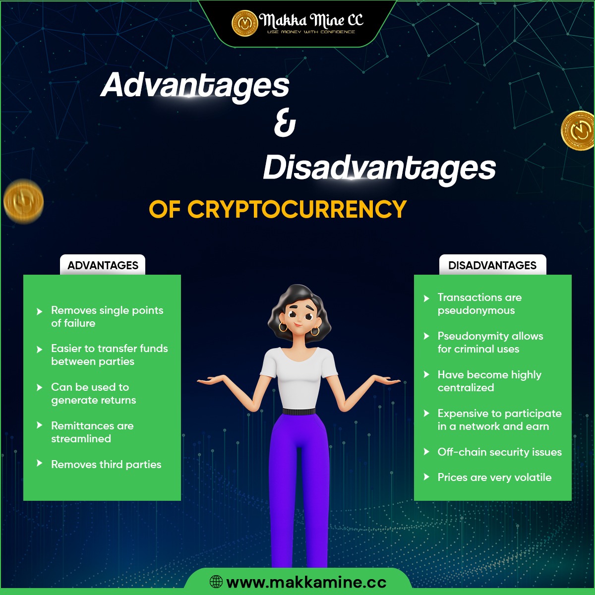 There Are Some Advantages and Disadvantages of Cryptocurrency😱😨
.
INVEST NOW💸
.
🌐 makkamine.cc 🌐
.
#earning #makemoney #makemoneyonline #income #profit #moneymaker #passiveincome #earnmoney #cryptocurrency #investment #business #money #financejobs #makkamine