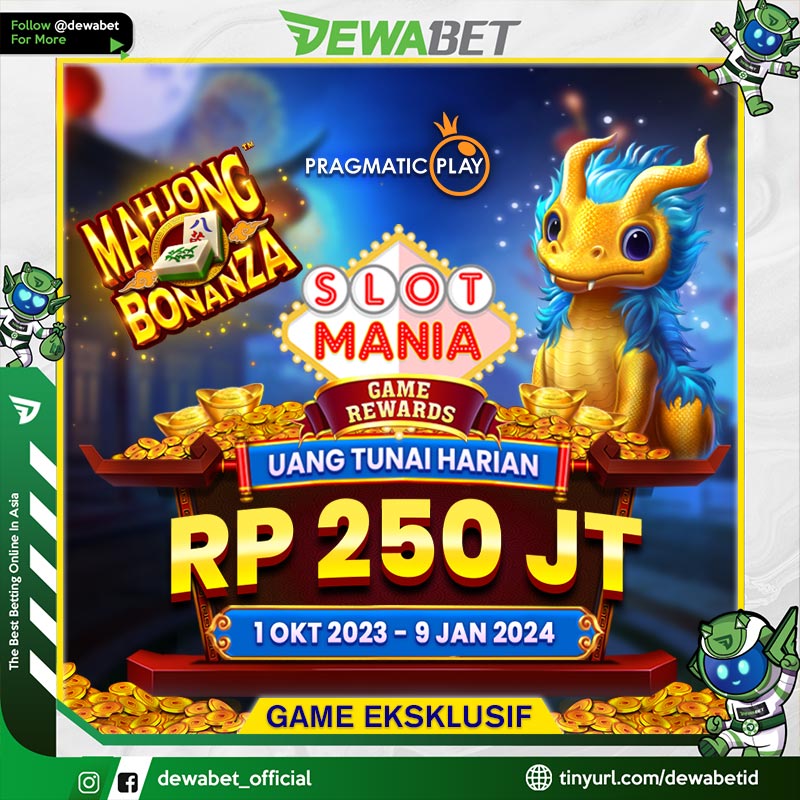 ODewabet's tweet photo. Mau santai tapi dapat jutaan rupiah? Cuma di DEWABET, mainkan game eksklusifnya SLOT MANIA MAHJONG BONANZA special dari Pragmatic Play. Saatnya ambil kemenanganmu setiap harinya dengan total hadiah RP 250.000.000 💸💸 berlangsung dari 1 Oktober 2023 - 9 Januari 2024. https://t.co/tlINA6u7Gq
