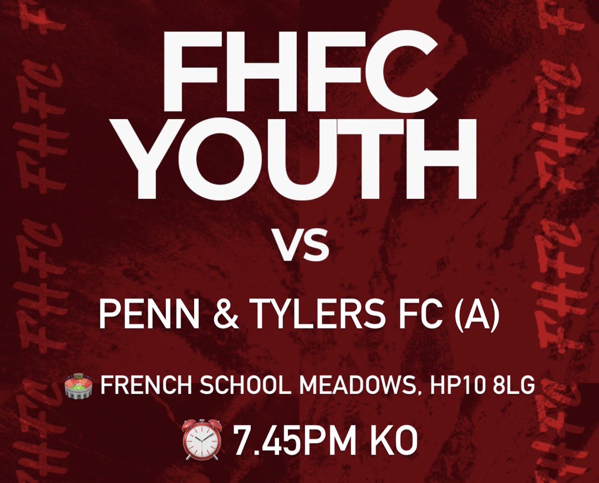 Match-Day….. The Youth Team are back in action this evening as they head to Penn & Tylers Green in the League. Come and support the lads 🔴👊🏻 #Heathens #Youth @ACYFLofficial