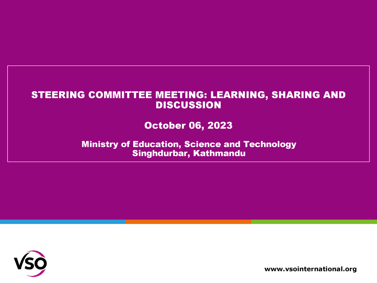 VSONepal's tweet image. VSO organized a steering committee meeting with Ministry of Education, Science and Technology. 

The meeting was fruitful as it provided a platform to share our efforts and receive suggestions and recommendations from the Government stakeholders. #MoEST #educationforall