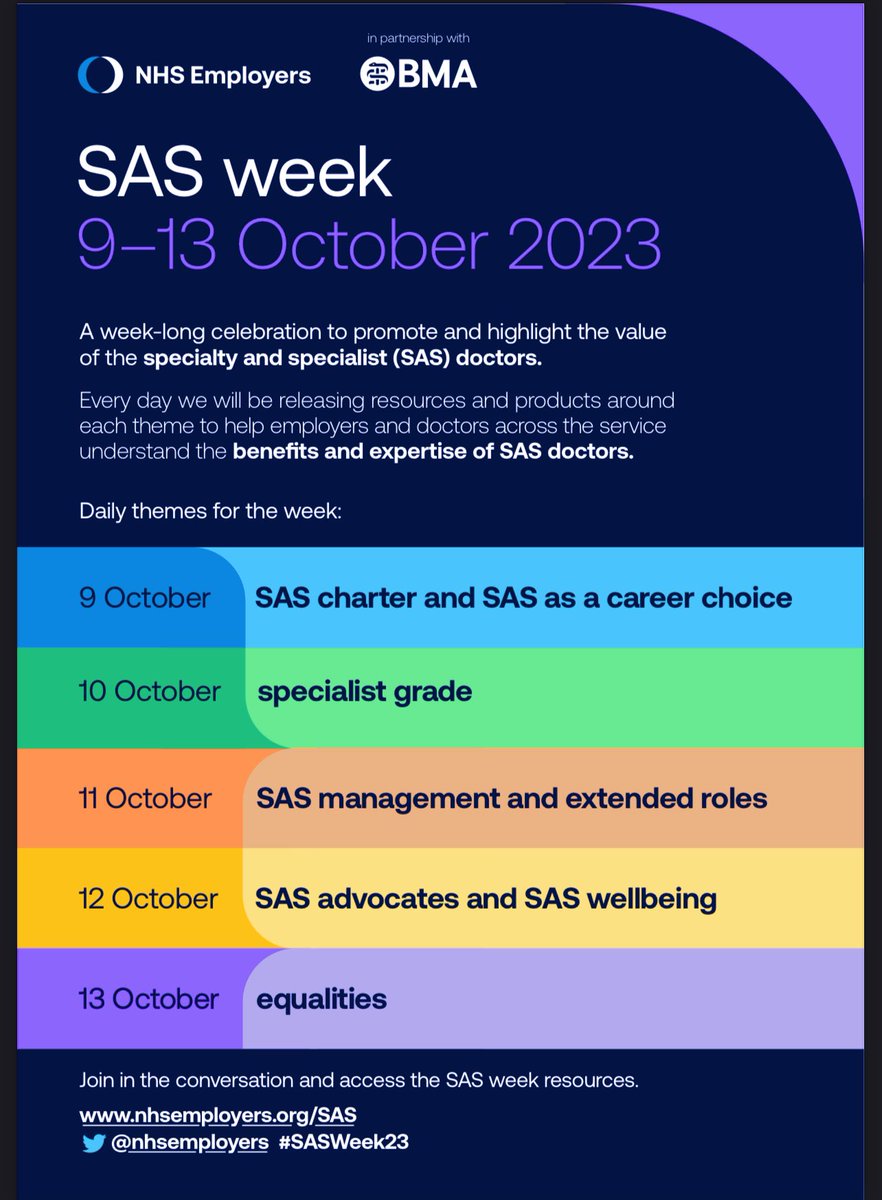 It’s #SASWeek23 ! 🙌
Let’s realise their potential and celebrate our #incredible SAS doctors and their dedication to the #NHS 💙 #NHSHeroes #SASByChoice @SASByChoiceUK @NHSEmployers @CNTWNHS @MedEdLeaders @BMA_SAS @AoMRC @MADEinHEENE @rcpsych  @RCSnews @RCPhysicians @RCObsGyn