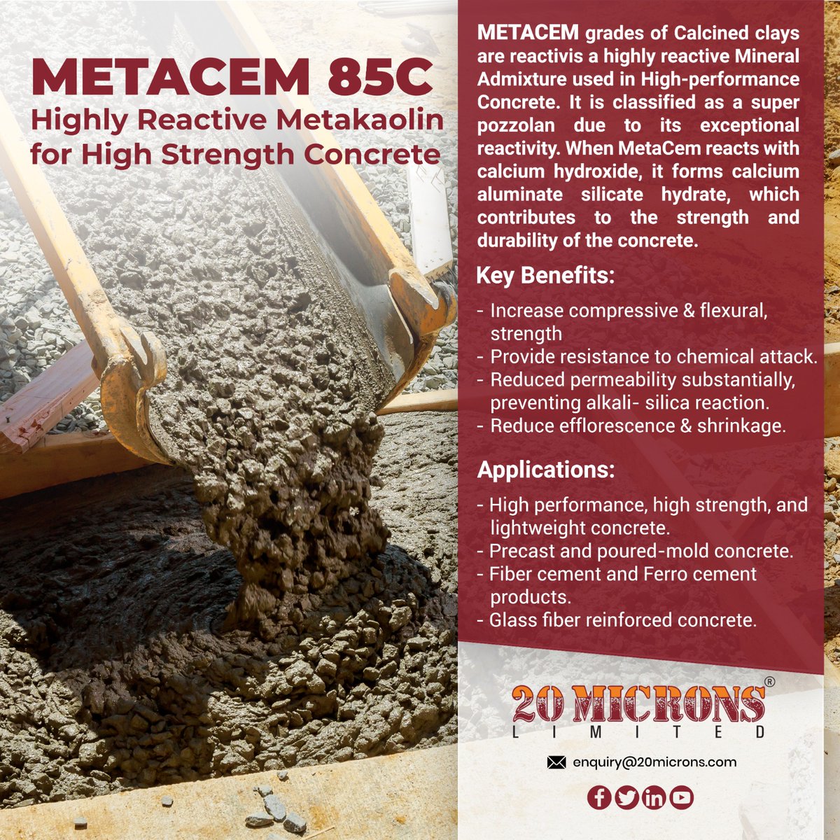 20Microns's tweet image. For more information, visit 20microns.com or email us at enquiry@20microns.com

#METACEM85C #HighStrengthConcrete #ConstructionInnovation #BuildingWithMETACEM #ConcreteExcellence #20microns #vadodara