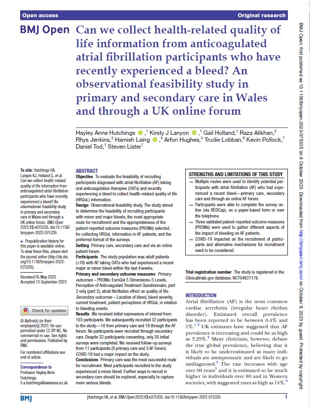 Great to see results published from the EQUAL-AF study! #atrialfibrilation #feasibility 

Link to full article here: tinyurl.com/6wacxp7v