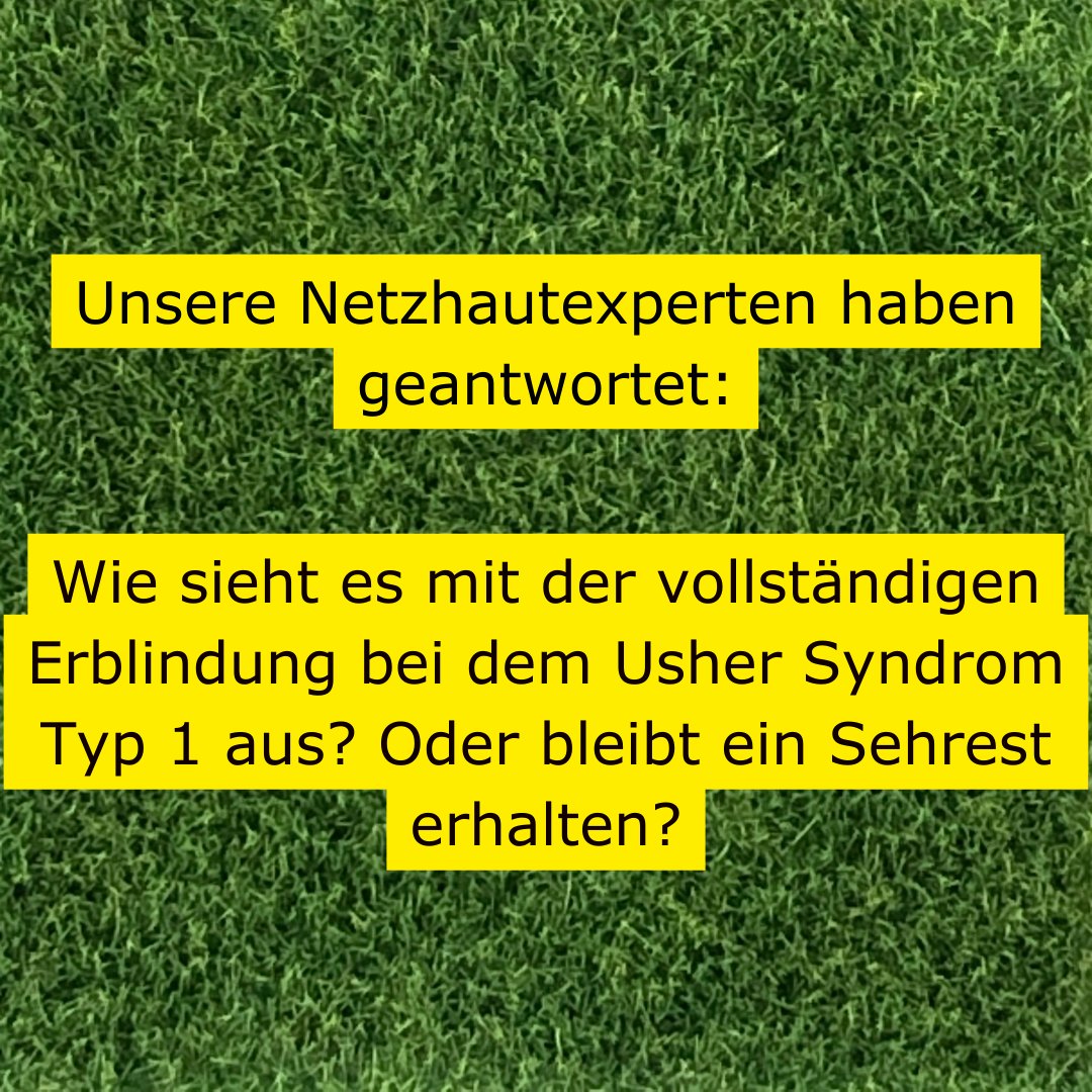 Heute geht es mit einer Frage zum Thema  Krankheitsverlauf weiter! Viele weitere Fragen und Antworten findet ihr  auf unserer Webseite! 
lnkd.in/e6V7c23j
Wie sieht es mit der vollständigen Erblindung bei dem Usher Syndrom Typ 1 aus? Oder bleibt ein Sehrest erhalten?