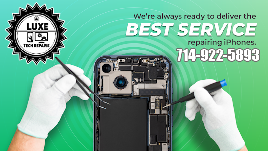 LuxeTechRepairs's tweet image. 📱 Cracked screen? Battery trouble? Don&apos;t stress, Anaheim Hills, Yorba Linda, Placentia, and Orange residents! 🍊 Our expert iPhone repair service is here to save the day! 🛠️ Fast, reliable, and just a call away. Get your iPhone back to its best! 📞 #iPhoneRepair #AnaheimHills