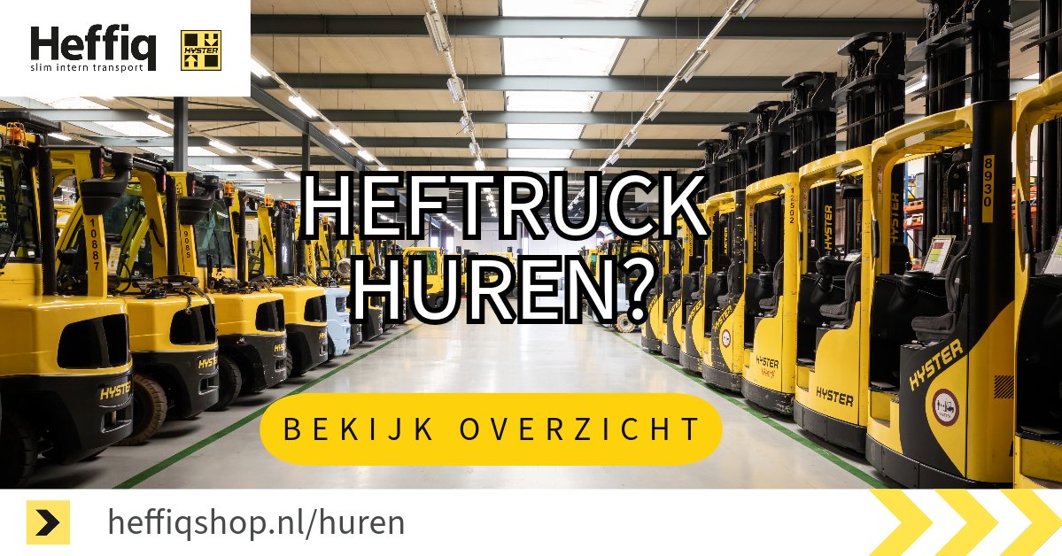 Heftruck of magazijntruck huren? Bekijk het overzicht van onze trucks op heffiqshop.nl/huren