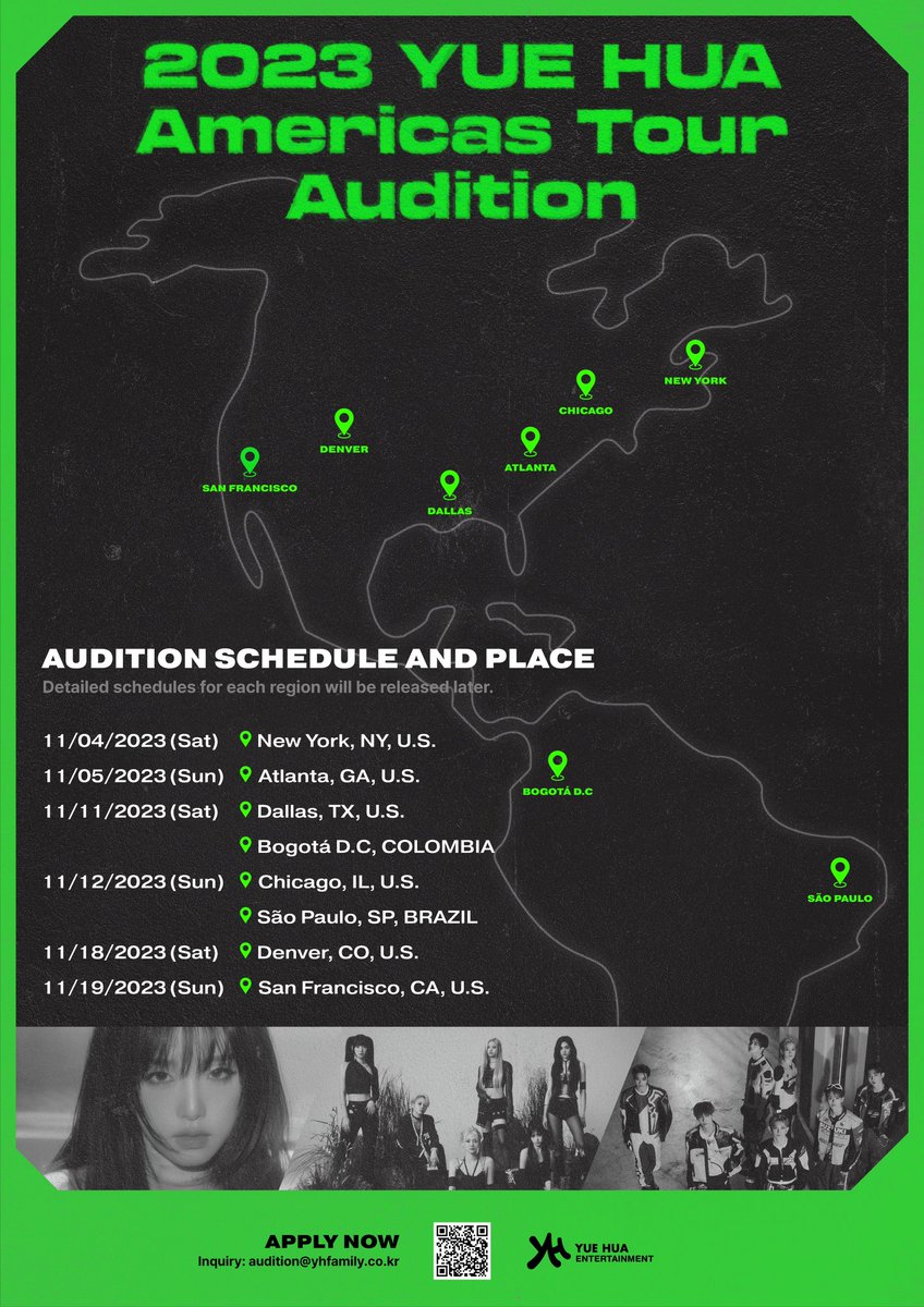 _mymusictaste's tweet photo. 2023 YUE HUA Americas Tour Audition has been released. Scan the QR code to apply now. https://t.co/SlhF2rKaS6