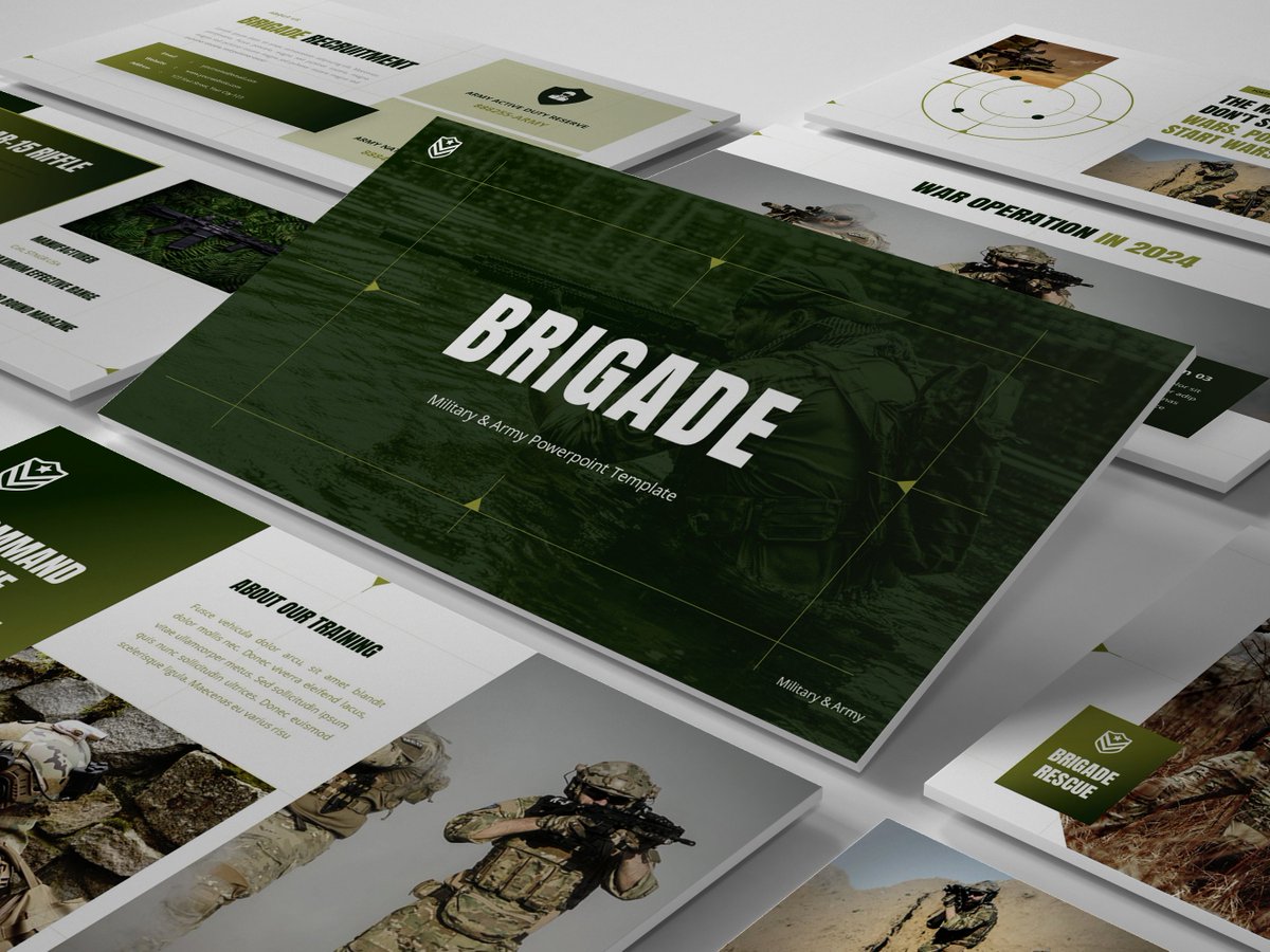 ppttemplatecom's tweet photo. Military &amp; Army Powerpoint Keynote Template has a professional, ultra-modern and unique design, where each slide is created with love and attention to detail. https://t.co/YvBKQgYk7N
