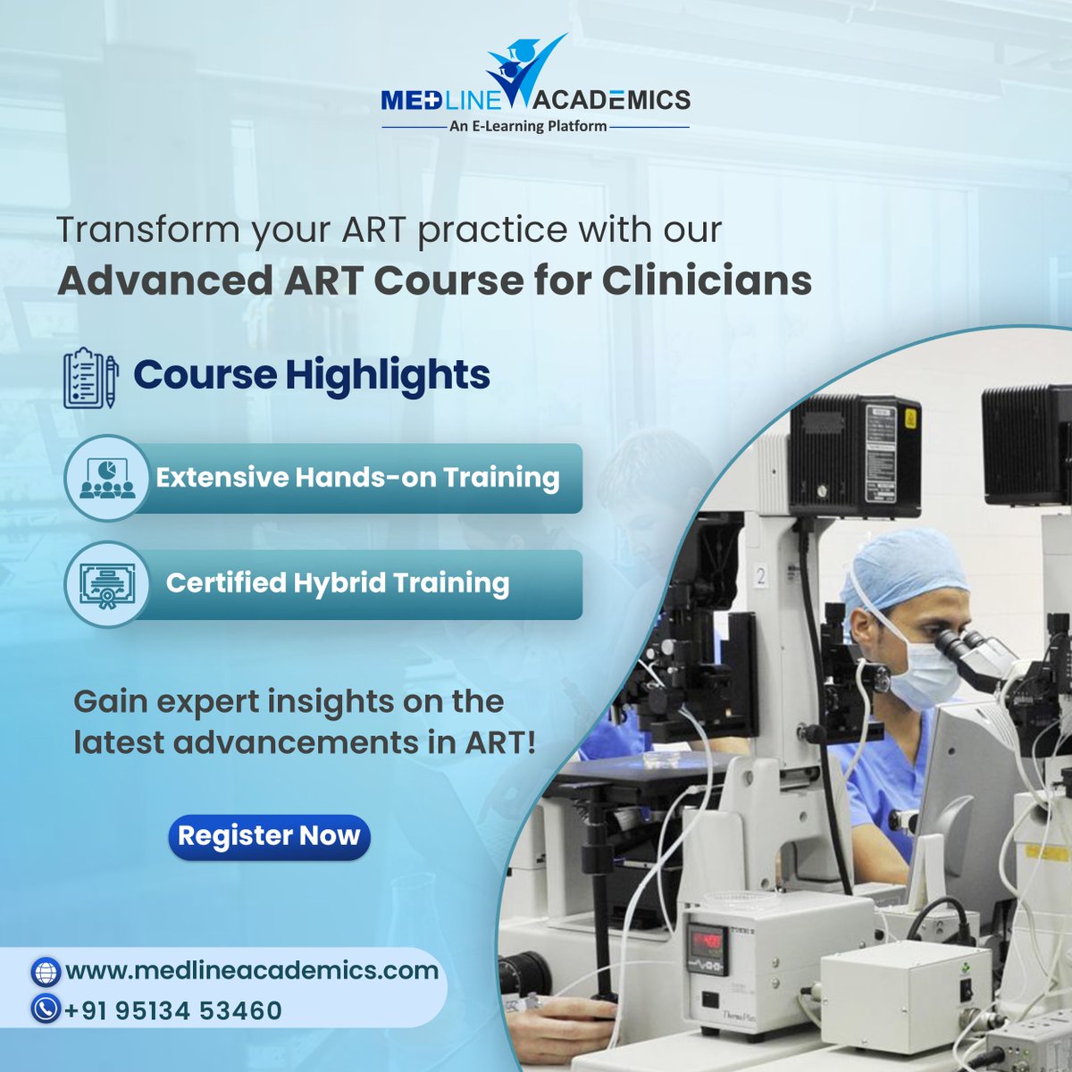 Are you ready to take your ART skills to the next level? 

Then, visit: medlineacademics.com/art-course-for… 

#AdvancedARTCourse #assistedreproductivetechnology #ClinicalSkills #ARTExperts #hybridtraining