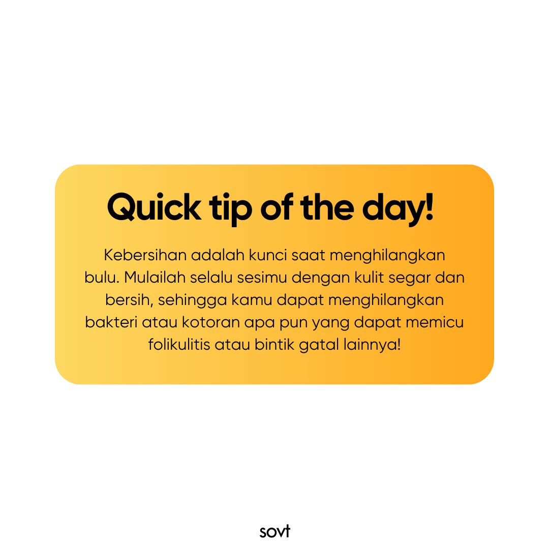 Sovt_id's tweet photo. Jangan lupa bersihkan kulitmu terlebih dulu ya girls sebelum pakai Sovt Hair Eraser ❤️

#hairremovalathome #hairremoval #penghilangbulu #penghilangrambutbulu #hairremovalproduct #hairremovaltool #hairremovaltips https://t.co/ty4ZNMl5Fx