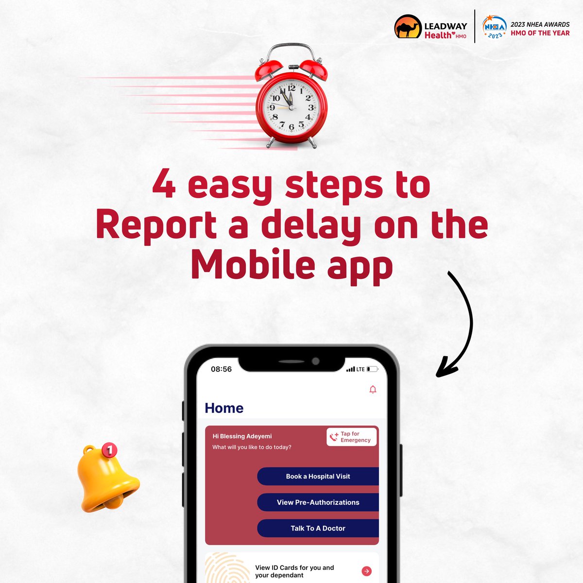 Reporting delays made easy!😎

Follow these 4 simple steps to report any delays on our mobile app and ensure prompt assistance. 

Swipe left for the guide and get started today! 

 #LeadwayHealth #nodelays #mobileapp #customerservice #promptassistance
