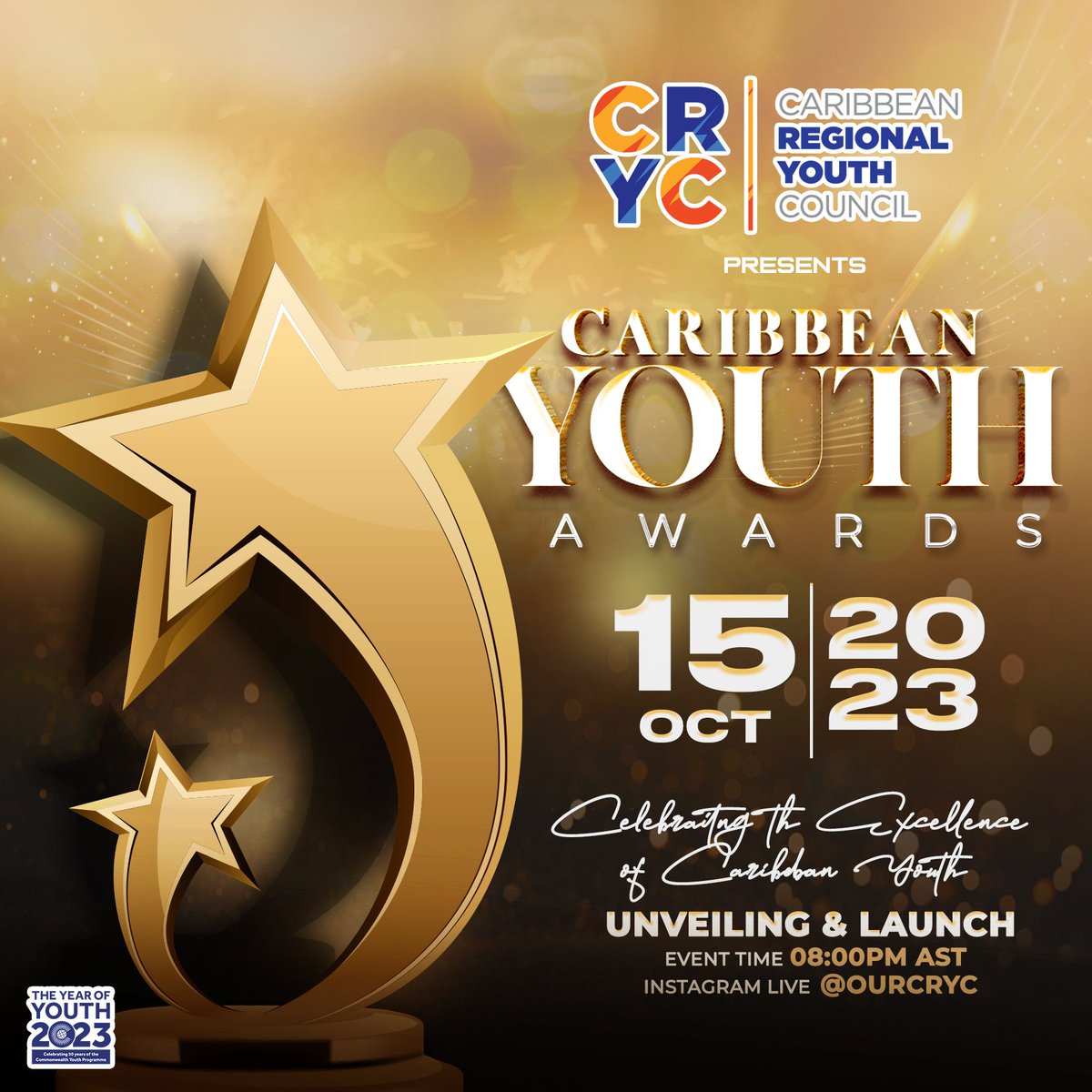Exciting news! Join us on October 15th, 2023, for the Inaugural Caribbean Youth Awards Unveiling and Launch. 🏆✨ Celebrating 10 years of empowering youth! Stay tuned on Instagram @ourcryc. #CRYC10 #CaribbeanYouthAwards23