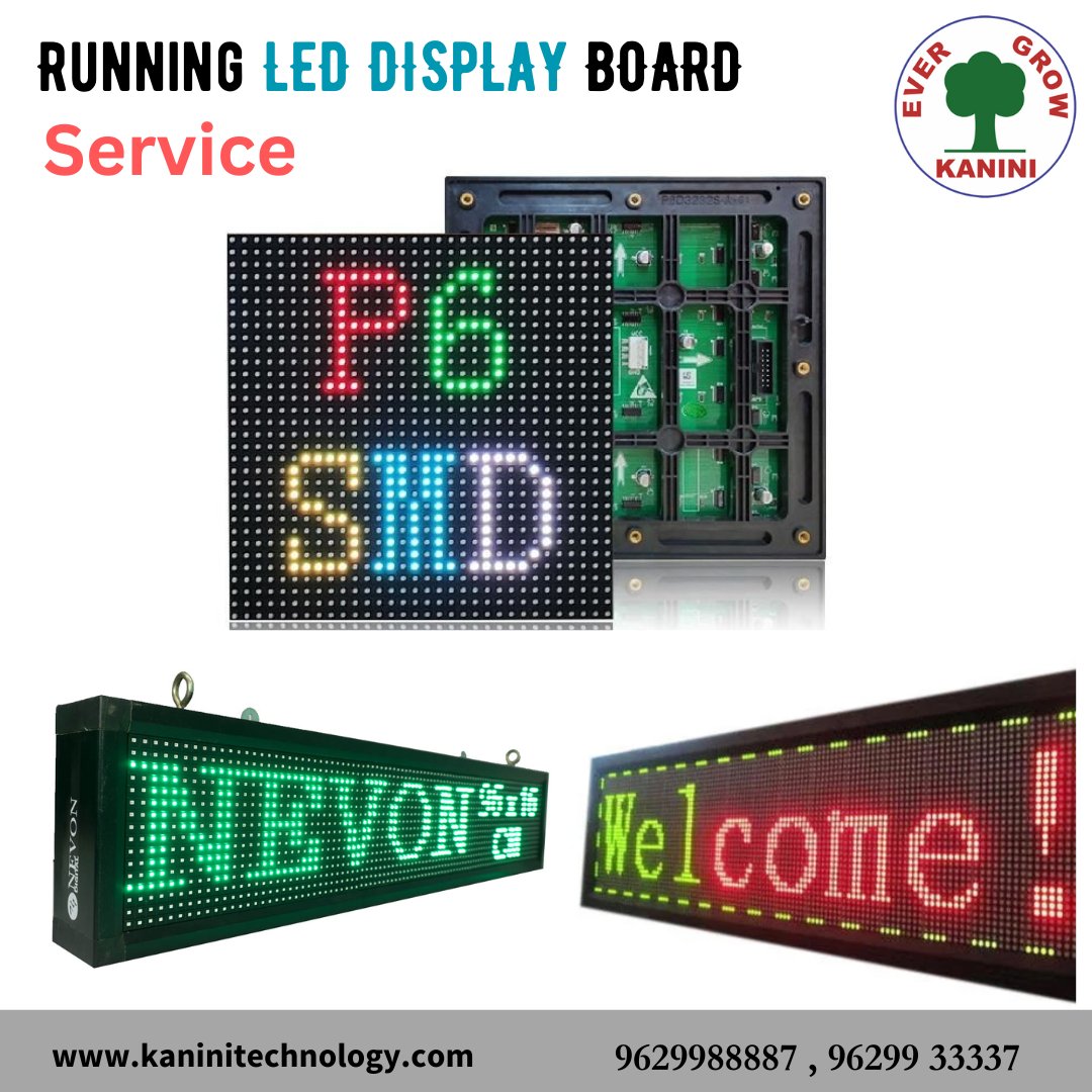 Our LED display board services are here to make your message shine brightly.#LEDdisplay #DigitalSignage #VisualCommunication #AdvertisingDisplay #CustomLED #BusinessSignage #BrandPromotion  #LEDService #SignageExperts #QualityService #kaninitech