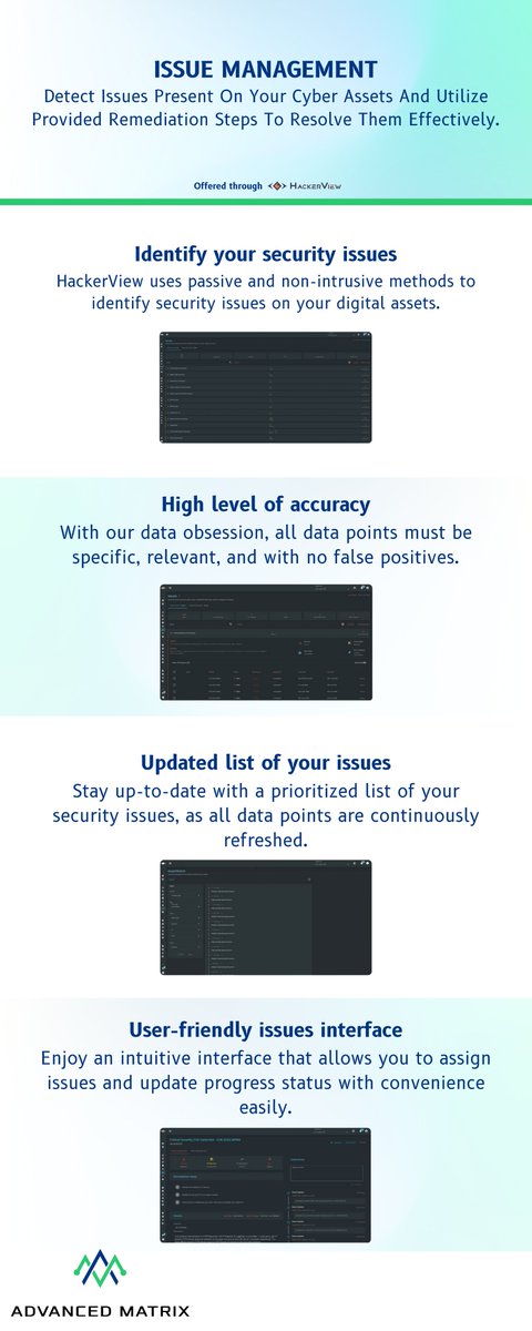 AdvancedMatrix_'s tweet image. ISSUE MANAGEMENT
Detect Issues Present On Your Cyber Assets And Utilize Provided Remediation Steps To Resolve Them Effectively.

for more info: +966138821464

#cybersecurity #infosec #hackerview #hacker #free #freetrial #organization