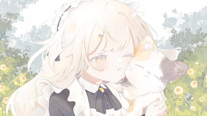 「blonde hair white cat」 illustration images(Latest)