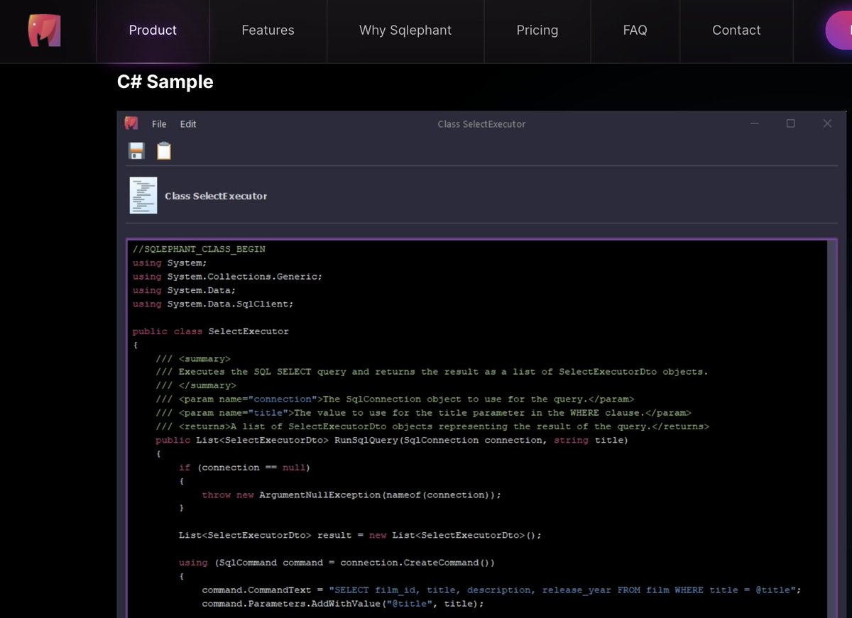 Sqlephant (@sqlephant1) on Twitter photo 👍Speak Multiple #Coding languages? So does #Sqlephant
#Versatility at your fingertips
Generate #SQL wrappers effortlessly
Sqlephant is designed for seamless efficient multi-language code generation
 Java, C#, PHP, Python 
sqlephant.com/features/
#SQLautomation #Text2SQL #AI 👍Speak Multiple #Coding languages? So does #Sqlephant
#Versatility at your fingertips
Generate #SQL wrappers effortlessly
Sqlephant is designed for seamless efficient multi-language code generation
 Java, C#, PHP, Python 
sqlephant.com/features/
#SQLautomation #Text2SQL #AI